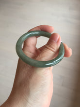 Load image into Gallery viewer, 50.5mm certificated Type A 100% Natural dark green/gray round cut oval Jadeite Jade bangle BK47-2879
