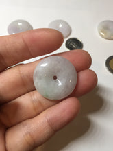 Load image into Gallery viewer, 23-26mm Type A 100% Natural light purple green yellow white Jadeite Jade Safety Guardian Button donuts Pendant group BP65
