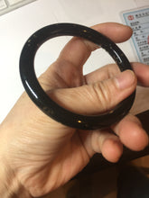 Load image into Gallery viewer, 58.5mm 100% Natural dark green/black meteorite Stellar Night sky round cut nephrite bangle HF105-8794
