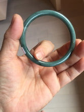 Load image into Gallery viewer, 55mm Certified Type A 100% Natural dark green/blue/gray Guatemala slim round cut Jadeite bangle PA148-8855

