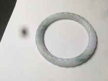 Load image into Gallery viewer, 56.3mm Certified 100% Natural type A green/purple vintage twist style Jadeite Jade bangle AY65-7982

