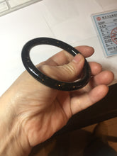 Load image into Gallery viewer, 58.5mm 100% Natural dark green/black meteorite Stellar Night sky round cut nephrite bangle HF105-8794
