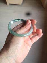 Load image into Gallery viewer, 51mm certified 100% natural type A icy watery sunny green/dark green/ray slim oval round cut jadeite jade bangle AZ105-3201
