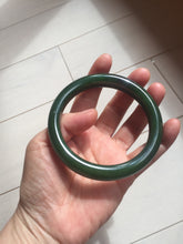 Load image into Gallery viewer, 63mm certified 100% Natural dark green(碧玉) black nephrite Jade bangle HF107-0882
