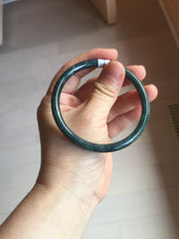 Load image into Gallery viewer, 59.5mm Certified Type A 100% Natural dark green/blue/gray Guatemala slim round cut Jadeite bangle PA147-8857
