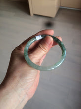 Load image into Gallery viewer, 51mm certified 100% natural type A icy watery sunny green/dark green/ray slim oval round cut jadeite jade bangle AZ105-3201
