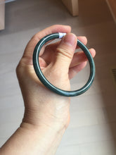 Load image into Gallery viewer, 59.5mm Certified Type A 100% Natural dark green/blue/gray Guatemala slim round cut Jadeite bangle PA147-8857
