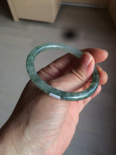 Load image into Gallery viewer, 51mm certified 100% natural type A icy watery sunny green/dark green/ray slim oval round cut jadeite jade bangle AZ105-3201
