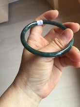 Load image into Gallery viewer, 59.5mm Certified Type A 100% Natural dark green/blue/gray Guatemala slim round cut Jadeite bangle PA147-8857
