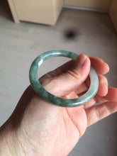 Load image into Gallery viewer, 51mm certified 100% natural type A icy watery sunny green/dark green/ray slim oval round cut jadeite jade bangle AZ105-3201
