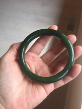 Load image into Gallery viewer, 63mm certified 100% Natural dark green(碧玉) black nephrite Jade bangle HF107-0882
