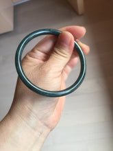 Load image into Gallery viewer, 59.5mm Certified Type A 100% Natural dark green/blue/gray Guatemala slim round cut Jadeite bangle PA147-8857
