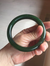 Load image into Gallery viewer, 63mm certified 100% Natural dark green(碧玉) black nephrite Jade bangle HF107-0882
