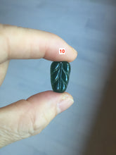 Load image into Gallery viewer, 100% natural type A icy watery dark green blue gray black Guatemala jadeite leaf pendant BP184-8/9/10
