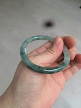 Load image into Gallery viewer, 51mm certified 100% natural type A icy watery sunny green/dark green/ray slim oval round cut jadeite jade bangle AZ105-3201
