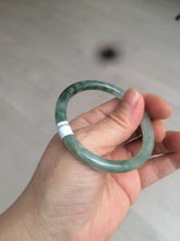 Load image into Gallery viewer, 51mm certified 100% natural type A icy watery sunny green/dark green/ray slim oval round cut jadeite jade bangle AZ105-3201
