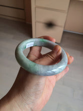 Load image into Gallery viewer, 58.3mm Certified 100% natural Type A sunny green/purple/yellow(Fu Lu Shou) chubby jadeite jade bangle AK55-1188
