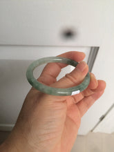 Load image into Gallery viewer, 51mm certified 100% natural type A icy watery sunny green/dark green/ray slim oval round cut jadeite jade bangle AZ105-3201
