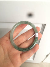 Load image into Gallery viewer, 51mm certified 100% natural type A icy watery sunny green/dark green/ray slim oval round cut jadeite jade bangle AZ105-3201
