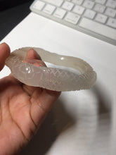 Load image into Gallery viewer, 55mm 100% natural light pink/white/yellow Quartzite (Shetaicui jade) carved snake bangle SY102
