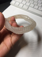 Load image into Gallery viewer, 55mm 100% natural light pink/white/yellow Quartzite (Shetaicui jade) carved snake bangle SY102
