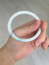 Load image into Gallery viewer, 56mm 100% natural Type A icy watery light green white slim round cut jadeite jade bangle AD110-8098
