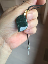 Load image into Gallery viewer, 100% natural type A Guatemala jadeite jade icy watery green black gray with flying snow Willow leaf pendant group BP64
