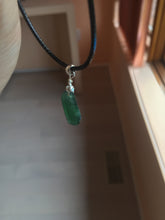 Load image into Gallery viewer, 100% natural type A Guatemala jadeite jade icy watery green black gray with flying snow Willow leaf pendant group BP64
