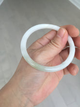 Load image into Gallery viewer, 55mm 100% natural Type A icy watery light green white slim round cut jadeite jade bangle AD109-8096
