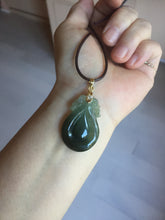 Load image into Gallery viewer, 100% Natural type A dark green/gray/black(油青) Jadeite Jade seashell (福贝)  pendant group BP187
