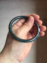 Load image into Gallery viewer, 55.5mm Certified Type A 100% Natural dark green/blue/gray Guatemala slim round cut Jadeite bangle PA145-8842
