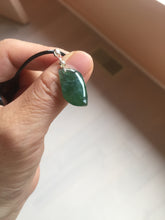 Load image into Gallery viewer, 100% natural type A Guatemala jadeite jade icy watery green black gray with flying snow Willow leaf pendant group BP64
