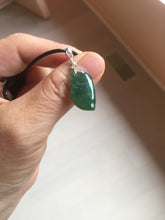 Load image into Gallery viewer, 100% natural type A Guatemala jadeite jade icy watery green black gray with flying snow Willow leaf pendant group BP64
