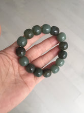 Load image into Gallery viewer, 14x13.2mm 100% Natural olive green/brown/black sugar vintage style nephrite Hetian Jade bead bracelet HE87
