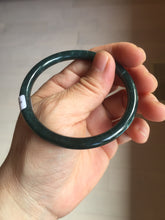 Load image into Gallery viewer, 55.5mm Certified Type A 100% Natural dark green/blue/gray Guatemala slim round cut Jadeite bangle PA145-8842
