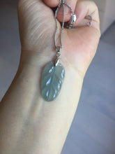 Load image into Gallery viewer, 100% natural type A icy watery light green blue gray Guatemala jadeite leaf pendant PD5
