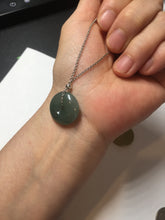 Load image into Gallery viewer, 18.4mm Type A 100% Natural oily dark green/gray Jadeite Jade Safety Guardian Button donuts Pendant PC110

