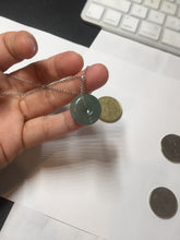 Load image into Gallery viewer, 18.4mm Type A 100% Natural oily dark green/gray Jadeite Jade Safety Guardian Button donuts Pendant PC110
