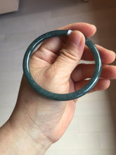 Load image into Gallery viewer, 58.5mm Certified Type A 100% Natural dark green/blue/gray with flying snow Guatemala slim round cut Jadeite bangle PA144-8839
