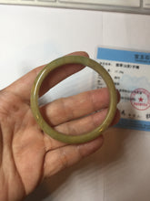 Load image into Gallery viewer, 49mm certified 100% natural Type A yellow brown slim jadeite jade bangle Pb61-3863
