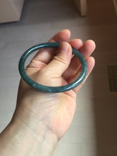 Load image into Gallery viewer, 60.5mm Certified Type A 100% Natural dark green/blue/gray with flying snow Guatemala slim round cut Jadeite bangle PA143-8860
