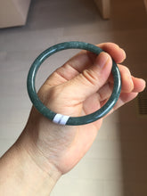 Load image into Gallery viewer, 60.5mm Certified Type A 100% Natural dark green/blue/gray with flying snow Guatemala slim round cut Jadeite bangle PA143-8860
