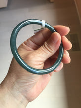 Load image into Gallery viewer, 56.6mm Certified Type A 100% Natural dark green/blue/gray Guatemala slim round cut Jadeite bangle PA142-8835
