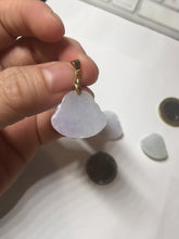 Load image into Gallery viewer, 100% Natural type A light purple white happy Buddha jadeite pendant BP182
