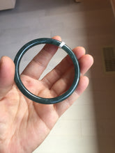 Load image into Gallery viewer, 56.6mm Certified Type A 100% Natural dark green/blue/gray Guatemala slim round cut Jadeite bangle PA142-8835

