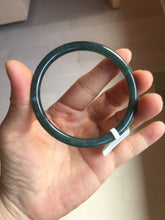 Load image into Gallery viewer, 56.6mm Certified Type A 100% Natural dark green/blue/gray Guatemala slim round cut Jadeite bangle PA142-8835
