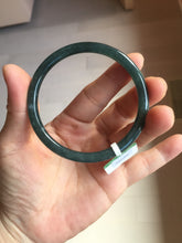 Load image into Gallery viewer, 56.6mm Certified Type A 100% Natural dark green/blue/gray Guatemala slim round cut Jadeite bangle PA142-8835
