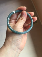Load image into Gallery viewer, 58mm Certified Type A 100% Natural dark green/blue/gray with flying snow Guatemala slim round cut Jadeite bangle PA141-8833
