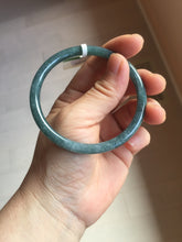 Load image into Gallery viewer, 58mm Certified Type A 100% Natural dark green/blue/gray with flying snow Guatemala slim round cut Jadeite bangle PA141-8833
