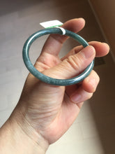 Load image into Gallery viewer, 58mm Certified Type A 100% Natural dark green/blue/gray with flying snow Guatemala slim round cut Jadeite bangle PA141-8833
